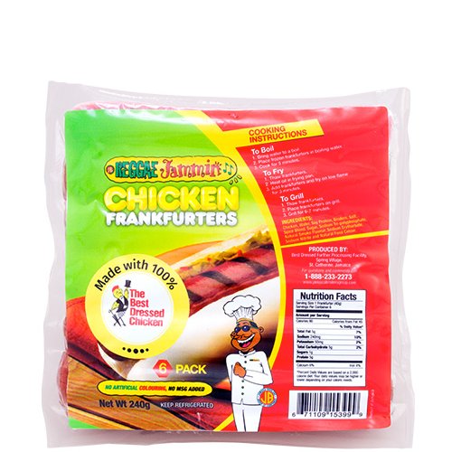 Reggae Jammin Chicken Frankfurters 6pk 240g
